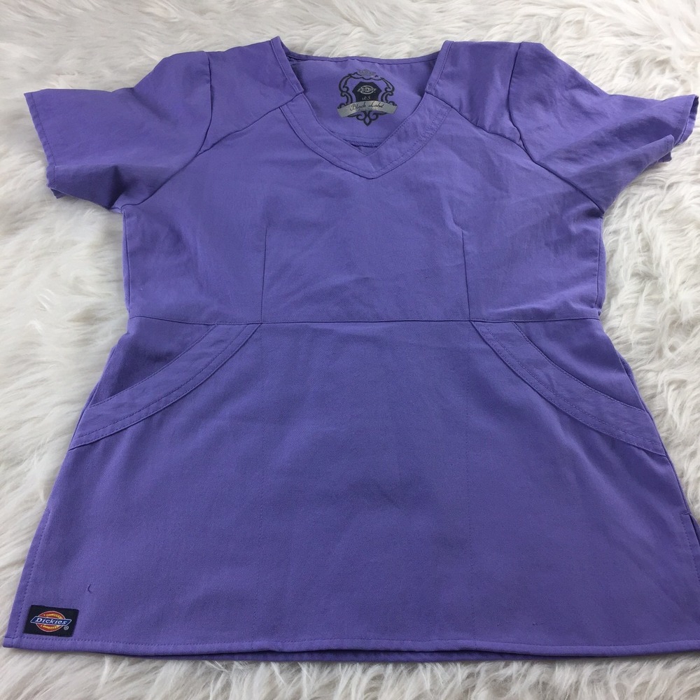 Dickies womens scrub top‎ size xs Purple fitted nurse medical professional